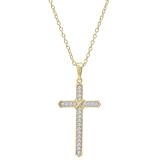 0.20 Carat (ctw) Round Lab Grown Diamond Mens 'X' Cross Pendant 1/5 CT 10K Yellow Gold