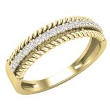 0.19 Carat (ctw) Round Lab Grown Diamond Ladies Rope Style Anniversary Wedding Band 14K Yellow Gold