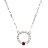 Round Lab Created Ruby & Lab Grown Diamond Ladies Circle Pendant 18K Rose Gold