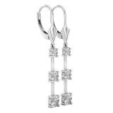 0.20 Carat (ctw) Round Lab Grown Diamond Ladies 3 Stone Dangle Earrings 1/5 CT Sterling Silver