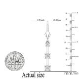 0.20 Carat (ctw) Round Lab Grown Diamond Ladies 3 Stone Dangle Earrings 1/5 CT Sterling Silver