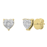 0.15 Carat (ctw) Round Lab Grown Diamond Ladies Heart Shape Stud Earrings 10K Yellow Gold