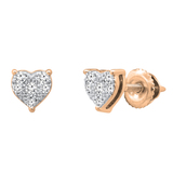 0.15 Carat (ctw) Round Lab Grown Diamond Ladies Heart Shape Stud Earrings 18K Rose Gold