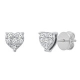 0.15 Carat (ctw) Round Lab Grown Diamond Ladies Heart Shape Stud Earrings Sterling Silver