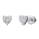 0.15 Carat (ctw) Round Lab Grown Diamond Ladies Heart Shape Stud Earrings Sterling Silver