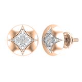 0.05 Carat (ctw) Round Lab Grown Diamond Ladies Rounded Kite Shape Stud Earrings 10K Rose Gold
