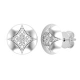 0.05 Carat (ctw) Round Lab Grown Diamond Ladies Rounded Kite Shape Stud Earrings 10K White Gold