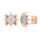 0.05 Carat (ctw) Round Lab Grown Diamond Ladies Rounded Kite Shape Stud Earrings 18K Rose Gold