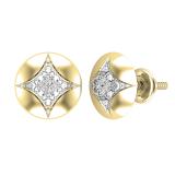 0.05 Carat (ctw) Round Lab Grown Diamond Ladies Rounded Kite Shape Stud Earrings 18K Yellow Gold