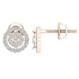 0.20 Carat (ctw) Round Lab Grown Diamond Ladies Cluster Stud Earrings 1/5 CT 10K Rose Gold