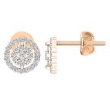 0.20 Carat (ctw) Round Lab Grown Diamond Ladies Cluster Stud Earrings 1/5 CT 14K Rose Gold