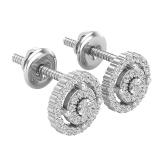0.20 Carat (ctw) Round Lab Grown Diamond Ladies Cluster Stud Earrings 1/5 CT Sterling Silver