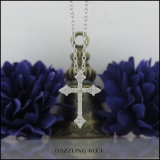 0.25 Carat (ctw) Round Lab Grown Diamond Ladies Cross Pendant 1/4 CT 10K White Gold
