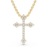 0.25 Carat (ctw) Round Lab Grown Diamond Ladies Cross Pendant 1/4 CT 18K Yellow Gold
