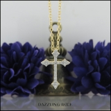 0.25 Carat (ctw) Round Lab Grown Diamond Ladies Cross Pendant 1/4 CT 18K Yellow Gold