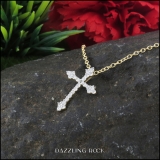 0.25 Carat (ctw) Round Lab Grown Diamond Ladies Cross Pendant 1/4 CT 18K Yellow Gold
