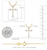 0.25 Carat (ctw) Round Lab Grown Diamond Ladies Cross Pendant 1/4 CT 18K Yellow Gold