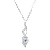0.65 Carat (ctw) Marquise & Round Lab Grown Diamond Ladies Twist Infinity Pendant Sterling Silver