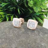 0.25 Carat (ctw) Round Lab Grown Diamond Ladies Square Frame Stud Earrings 1/4 CT 14K Rose Gold