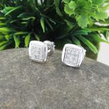 0.25 Carat (ctw) Round Lab Grown Diamond Ladies Square Frame Stud Earrings 1/4 CT Sterling Silver