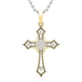 0.10 Carat (ctw) Round Lab Grown Diamond Ladies Cross Religious Pendant 1/10 CT 10K Yellow Gold