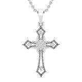 0.10 Carat (ctw) Round Lab Grown Diamond Ladies Cross Religious Pendant 1/10 CT 18K White Gold