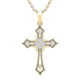 0.10 Carat (ctw) Round Lab Grown Diamond Ladies Cross Religious Pendant 1/10 CT 18K Yellow Gold