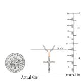0.25 Carat (ctw) Round & Baguette Lab Grown Diamond Ladies Cross Religious Pendant 1/4 CT 18K Rose Gold