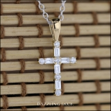 0.25 Carat (ctw) Round & Baguette Lab Grown Diamond Ladies Cross Religious Pendant 1/4 CT 18K Yellow Gold