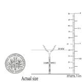 0.25 Carat (ctw) Round & Baguette Lab Grown Diamond Ladies Cross Religious Pendant 1/4 CT Sterling Silver