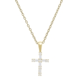 0.25 Carat (ctw) Round & Baguette Lab Grown Diamond Ladies Cross Religious Pendant 1/4 CT 18K Yellow Gold