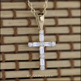 0.25 Carat (ctw) Round & Baguette Lab Grown Diamond Ladies Cross Religious Pendant 1/4 CT 18K Yellow Gold