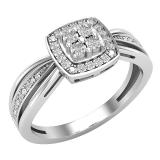 0.12 Carat (ctw) Round Lab Grown Diamond Ladies Vintage Engagement Ring Sterling Silver