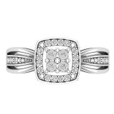 0.12 Carat (ctw) Round Lab Grown Diamond Ladies Vintage Engagement Ring Sterling Silver