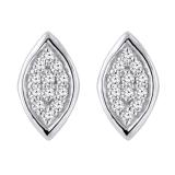 0.10 Carat (ctw) Round lab Grown Diamond Ladies Marquise Shape Stud Earring 1/10 CT 10K White Gold