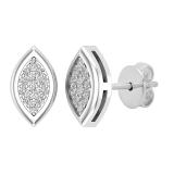 0.10 Carat (ctw) Round lab Grown Diamond Ladies Marquise Shape Stud Earring 1/10 CT 10K White Gold