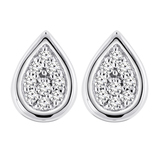 0.10 Carat (ctw) Round Lab Grown Diamond Ladies Teardrop Stud Earrings 1/10 CT 10K White Gold
