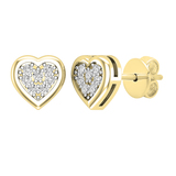 0.10 Carat (ctw) Round Lab Grown Diamond Ladies Heart Frame Stud Earrings 1/10 CT 10K Yellow Gold