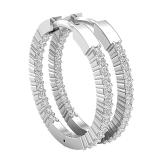 0.40 Carat (ctw) Round Lab Grown Diamond Ladies In and Out Hoop Earrings 14K White Gold