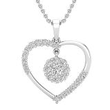 1.00 Carat (ctw) Round Lab Grown Diamond Ladies Heart Pendant 1 CT 10K White Gold