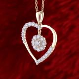 1.00 Carat (ctw) Round Lab Grown Diamond Ladies Heart Pendant 1 CT 18K Yellow Gold