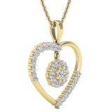 1.00 Carat (ctw) Round Lab Grown Diamond Ladies Heart Pendant 1 CT 18K Yellow Gold