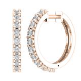 0.15 Carat (ctw) Round Lab Grown Diamond Ladies Huggies Hoop Earrings 18K Rose Gold