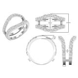 1.75 Carat (ctw) Round Lab Grown Diamond Ladies Wedding Enhancer Guard Double Ring 10K White Gold