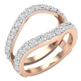1.75 Carat (ctw) Round Lab Grown Diamond Ladies Wedding Enhancer Guard Double Ring 18K Rose Gold