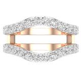 1.75 Carat (ctw) Round Lab Grown Diamond Ladies Wedding Enhancer Guard Double Ring 18K Rose Gold