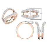 1.75 Carat (ctw) Round Lab Grown Diamond Ladies Wedding Enhancer Guard Double Ring 18K Rose Gold