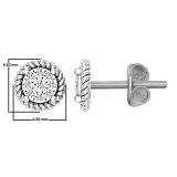 0.10 Carat (ctw) Round Lab Grown Diamond Ladies Rope Frame Stud Earrings 1/10 CT 10K White Gold