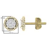 0.10 Carat (ctw) Round Lab Grown Diamond Ladies Rope Frame Stud Earrings 1/10 CT 10K Yellow Gold