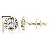 0.10 Carat (ctw) Round Lab Grown Diamond Ladies Rope Frame Stud Earrings 1/10 CT 10K Yellow Gold